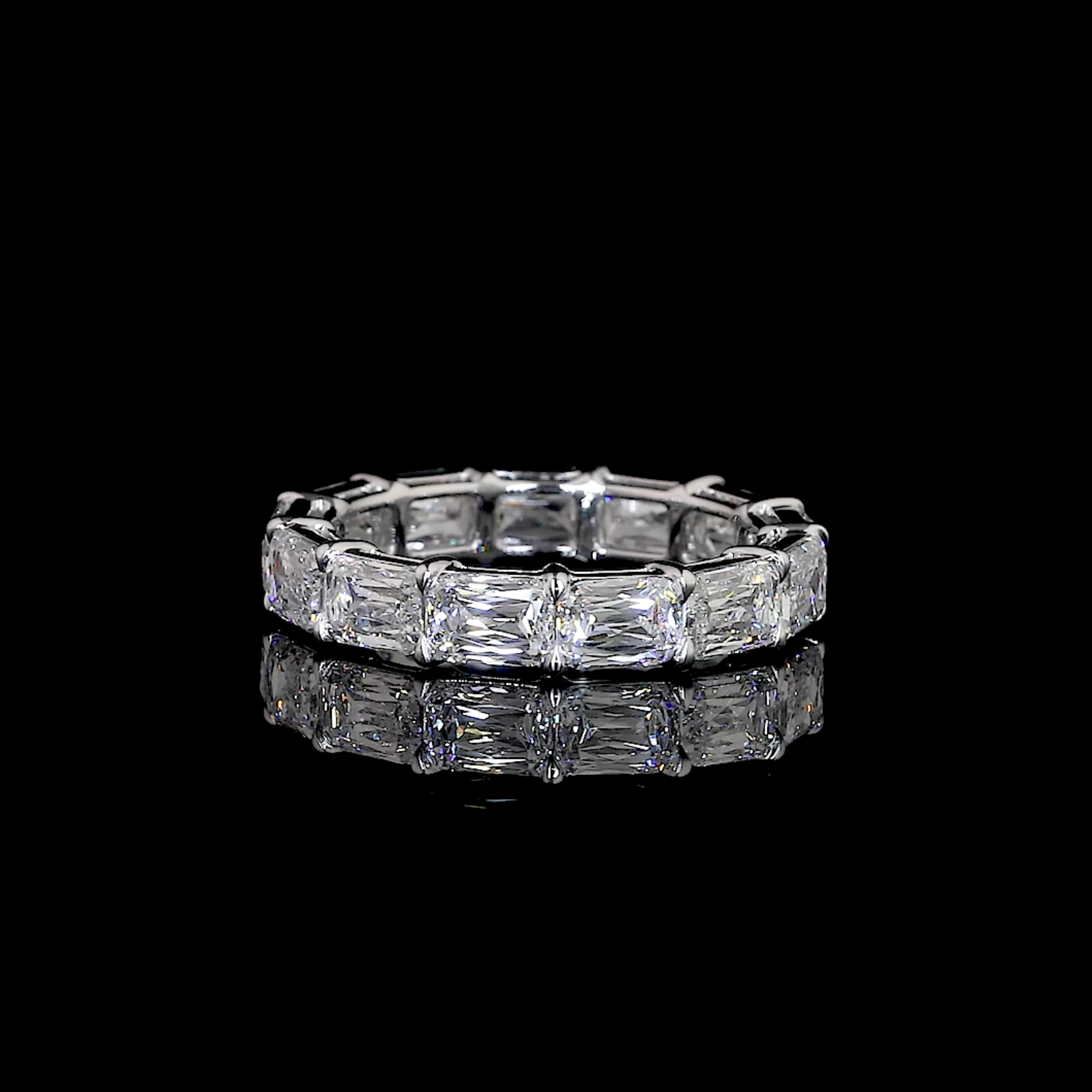 East-West Lab Grown Old Mine Cut Eternity Band