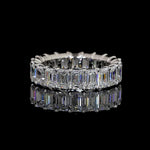 Emerald Cut Eternity Band in Platinum, or 14K Yellow/Rose/White Gold.
4.5cts total weight E/F VVS-VS (lab grown), G/H VVS-VS (natural)