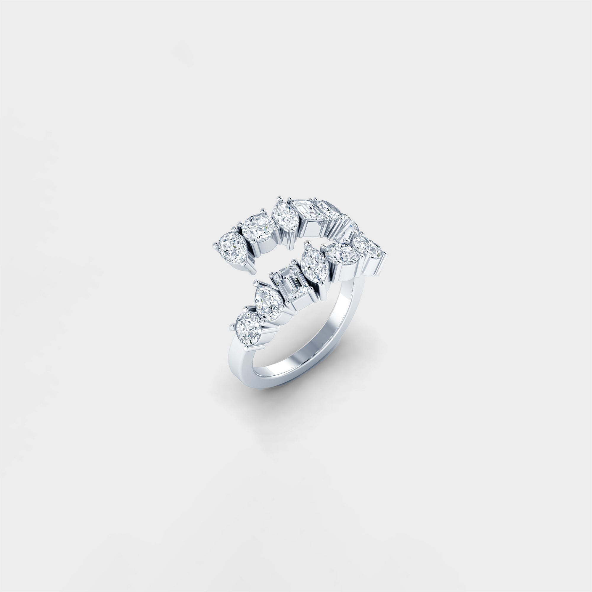 lab grown diamond mixed shape bypass ring