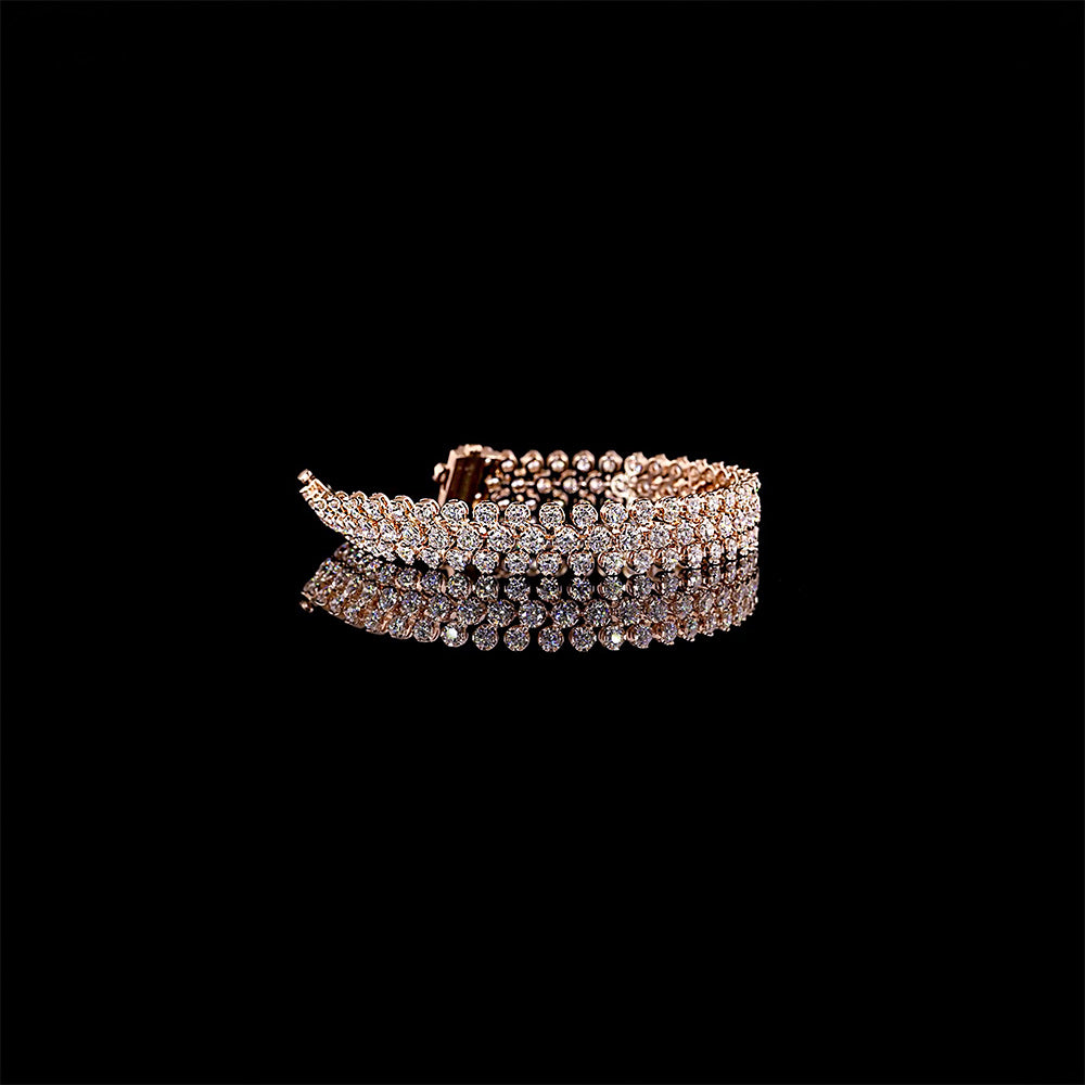 3 Row Cluster Diamond Tennis Bracelet
