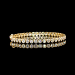 Antique Cushion Cut Yellow Gold Bezel Tennis Bracelet