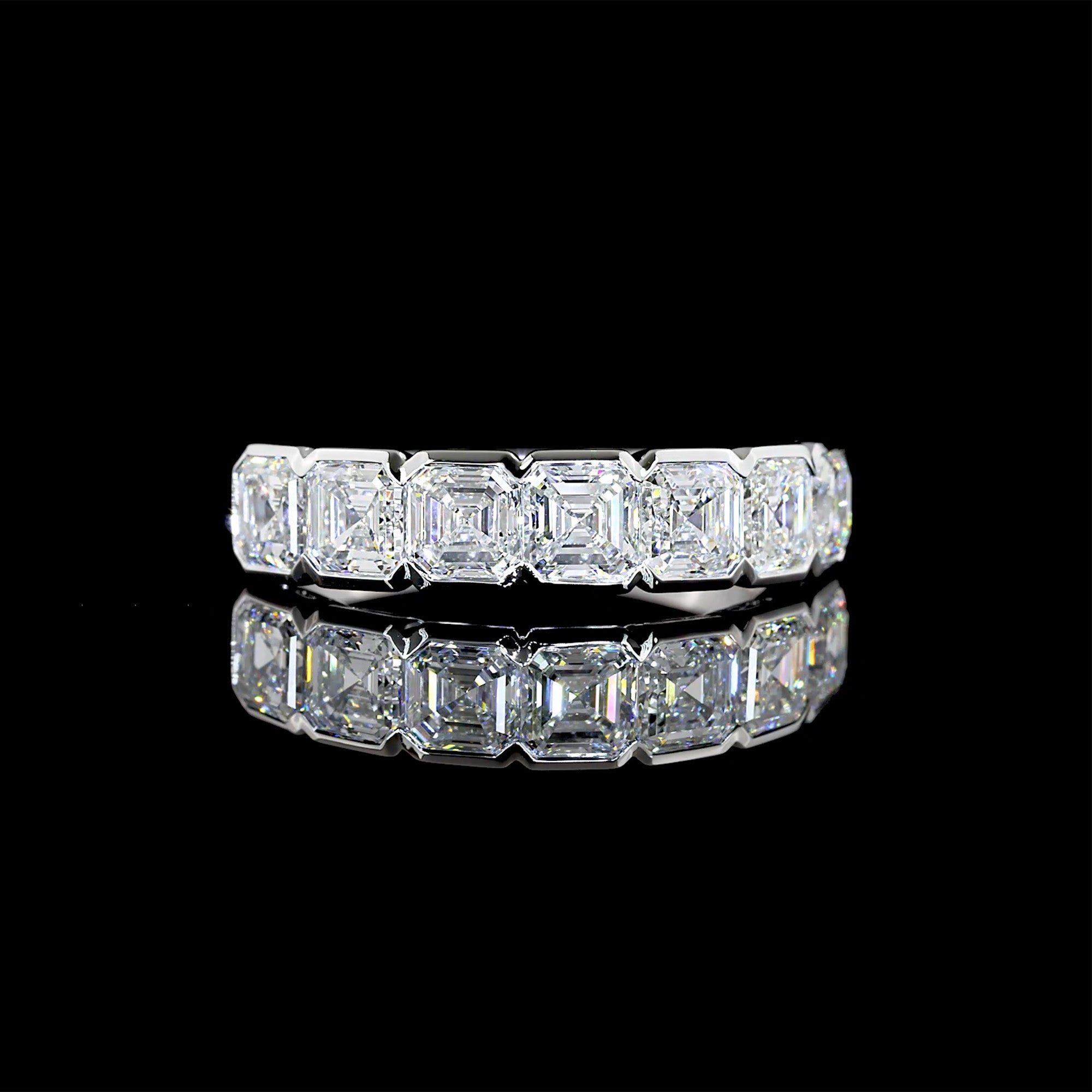 Asscher Half Bezel 7 Stone Band