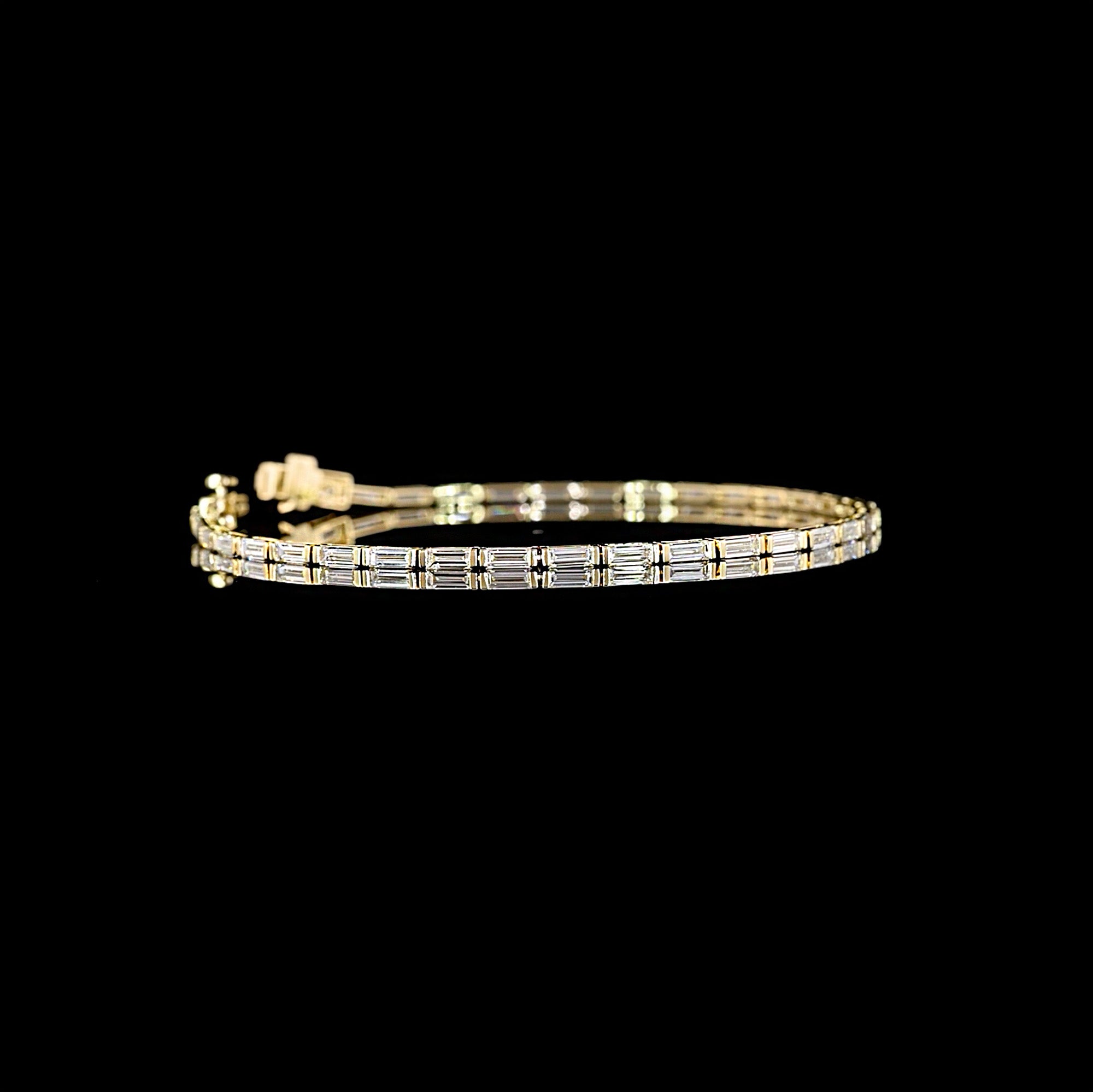 Lab Grown Baguette diamonds set east-west.