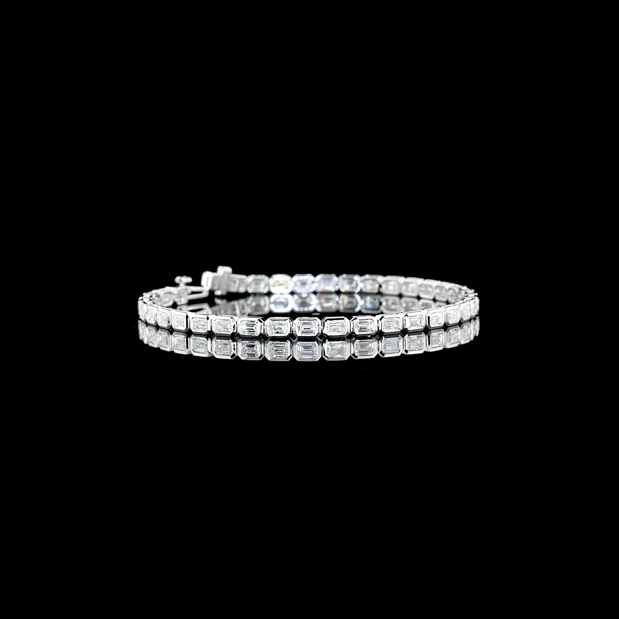 Lab Grown Emerald Cut Diamond Tennis Necklace