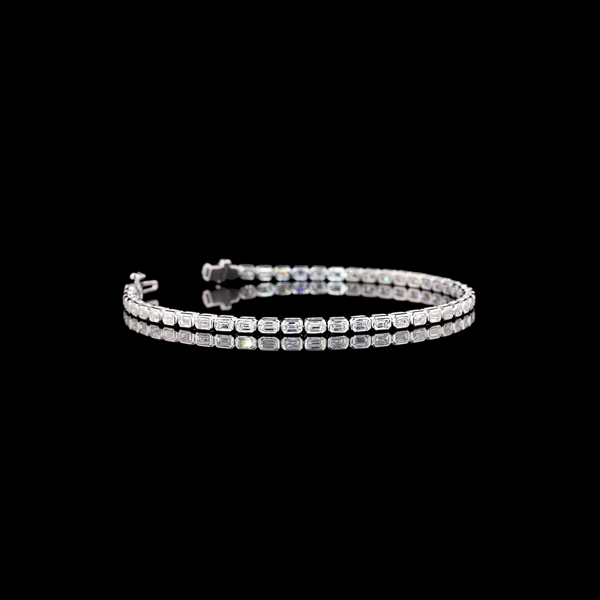 Lab Grown Emerald Cut Diamond Tennis Necklace