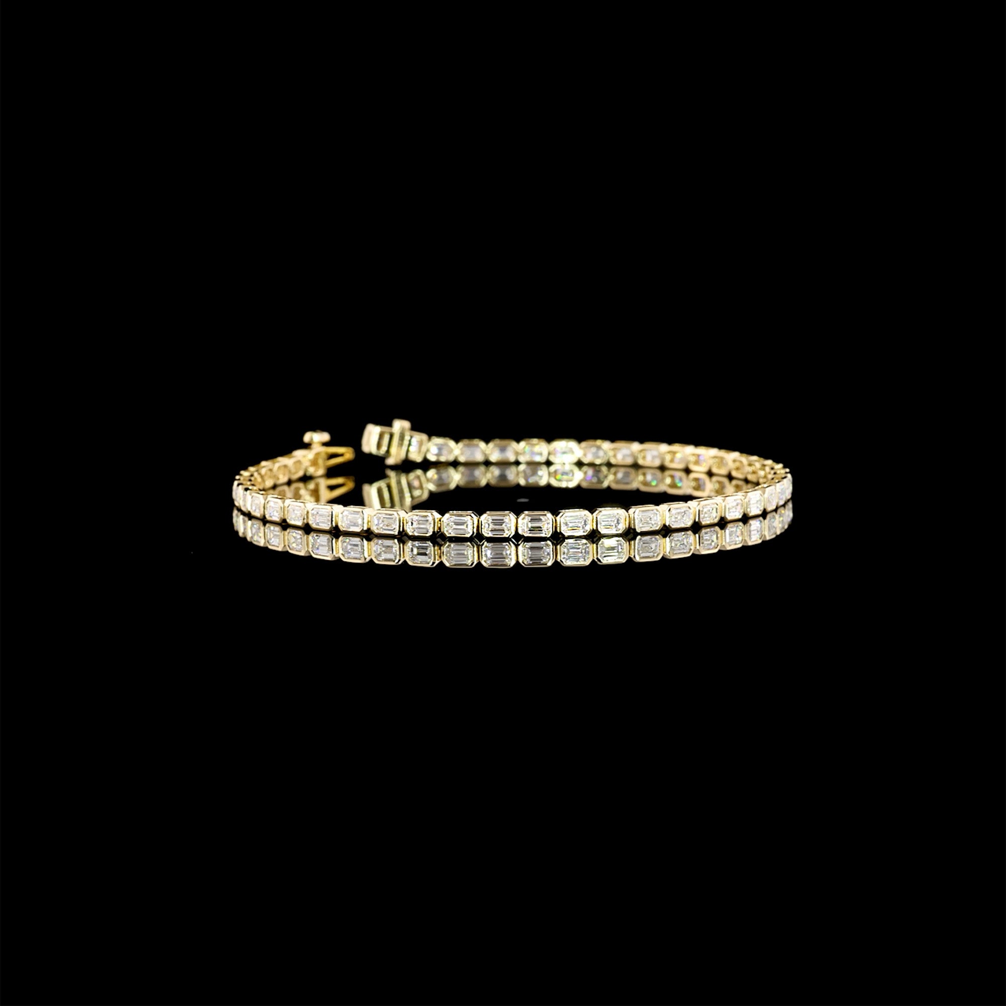 Bezel Mini Emerald Lab Diamond Tennis Bracelet YG