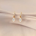 Diamond Huggies with Pear Diamond Drop in gold from Take Two Jewelry