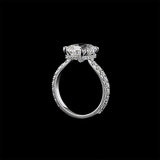 Elongated Cushion Cut Lab Diamond Floating Pave Engagement Ring