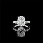 Elongated Cushion Cut Lab Diamond Floating Pave Engagement Ring