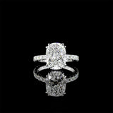 Elongated Cushion Cut Lab Diamond Floating Pave Engagement Ring