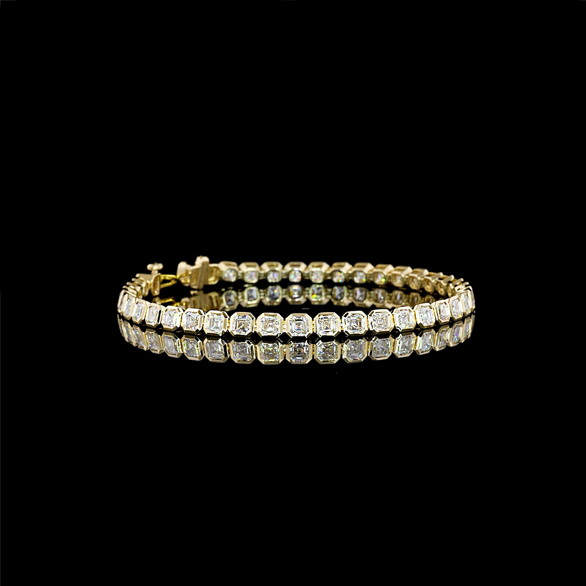 Lab Grown Asscher Diamond Bezel Tennis Bracelet