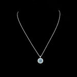 Blue Diamond Pendant Necklace With Diamond Halo with white gold chain