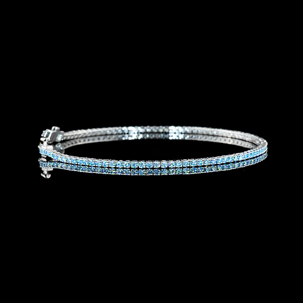 Lab Grown Blue Diamond Tennis Bracelet in 14k White Gold