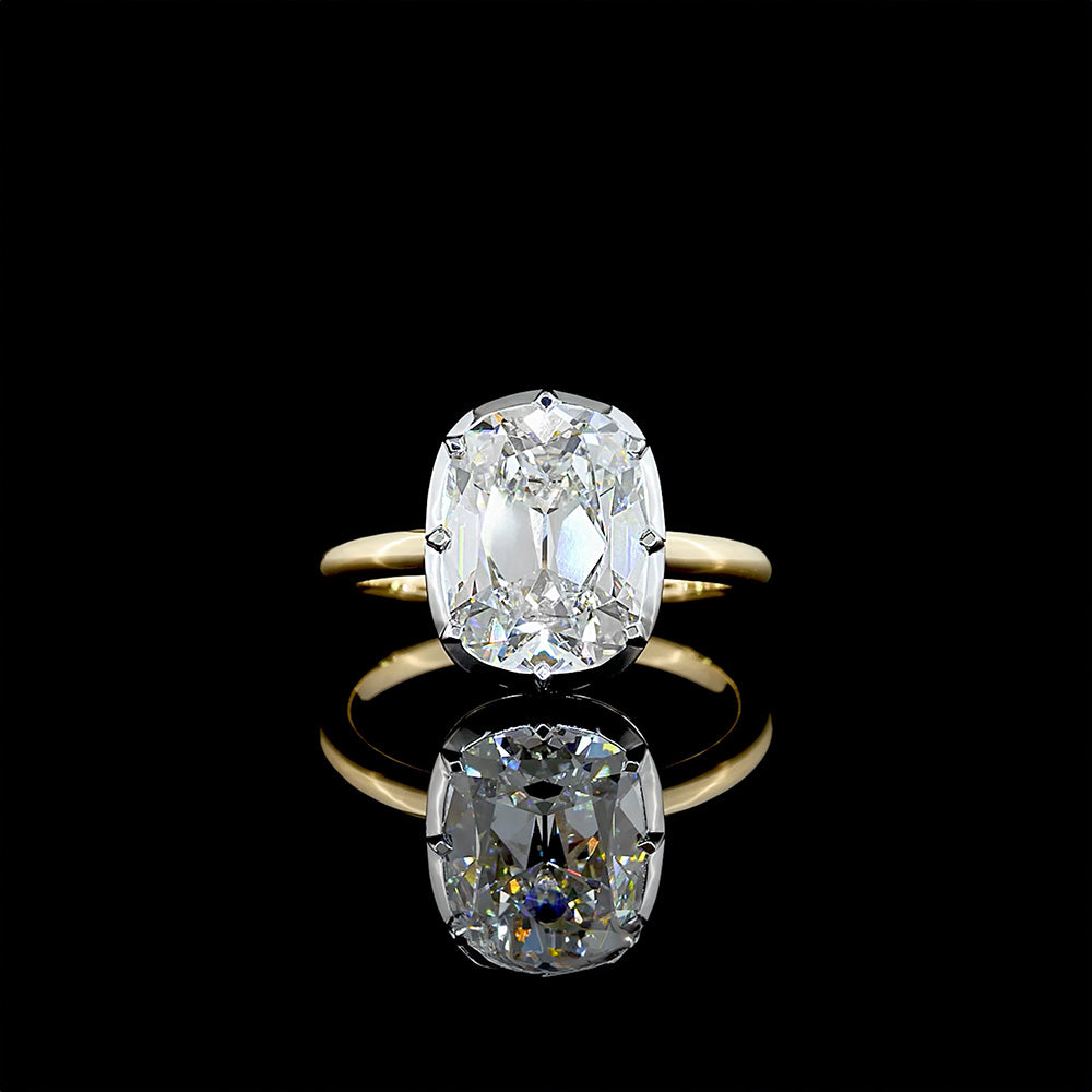 Lab Grown Elongated Antique Cushion Cut Button Back Engagement Ring