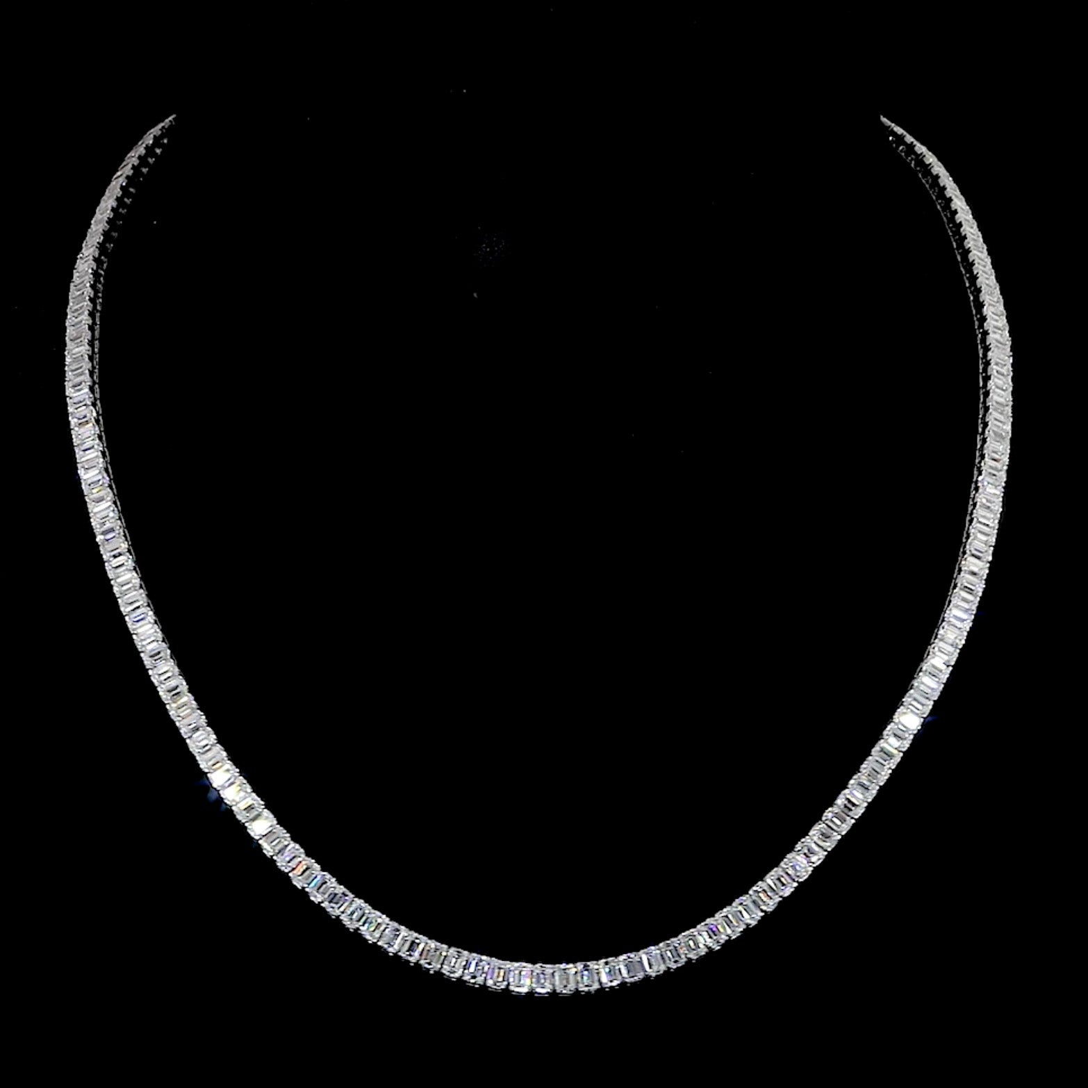 Tennis Necklace with Lab Grown Emerald Cut Diamonds