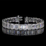 Very Large Emerald Cut Tennis Bracelet 55cts total weight E/F VS 14k white gold