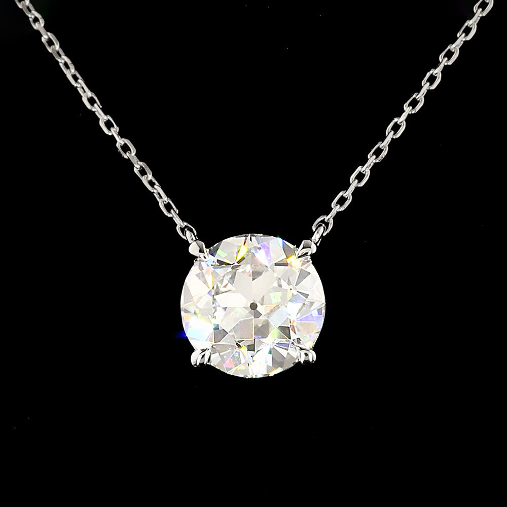 Lab Grown Old European Cut Diamond Necklace in 14k white gold