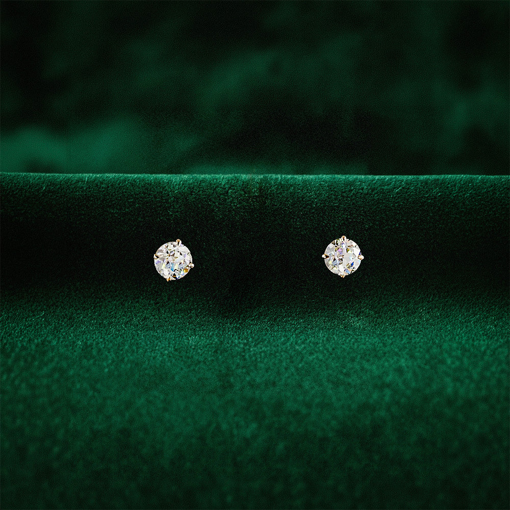 Lab Grown Old European Cut Diamond Stud Earrings