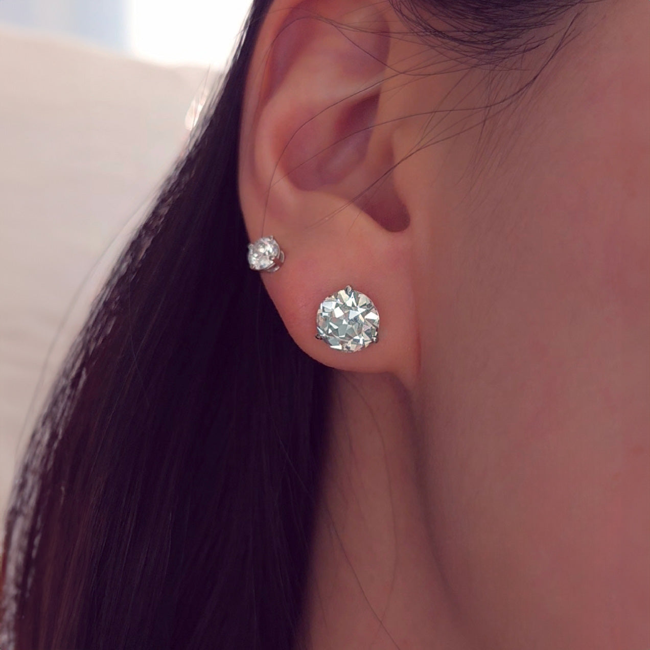 Lab Grown Old European Cut Diamond Stud Earrings