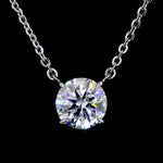 Lab Grown Round Brilliant Cut Pendant Necklace in 14k White Gold