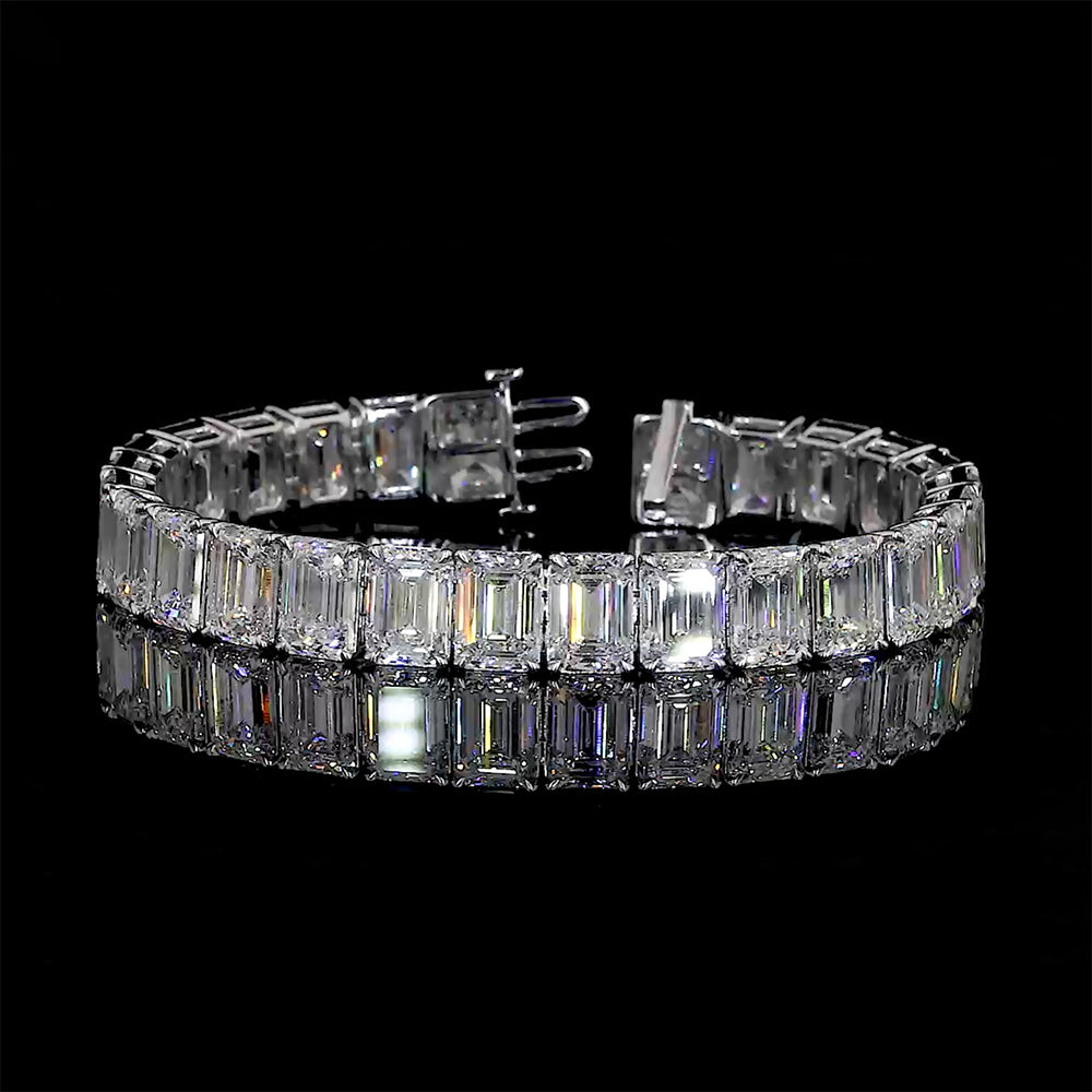 Lab Grown Emerald Cut Diamond Tennis Necklace
