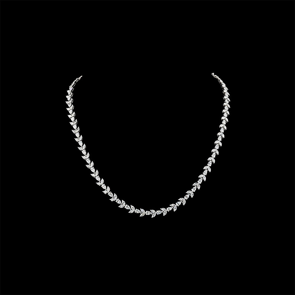 Marquise and Pear Tulip Diamond Tennis Necklace