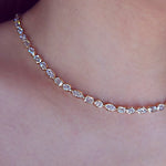Mixed Shape Lab Diamond Bezel Tennis Necklace Pear Round Emerald Cut Cushion