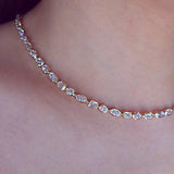 Mixed Shape Lab Diamond Bezel Tennis Necklace Pear Round Emerald Cut Cushion