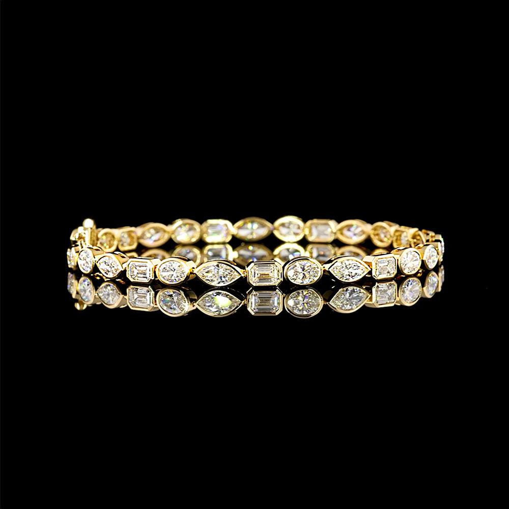 Mixed Shape Yellow Gold Bezel Tennis Bracelet from Take Two Jewelry 