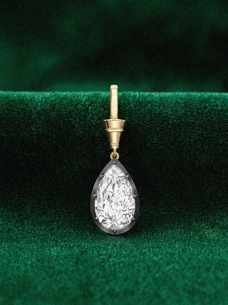 Pear Cut Lab Diamond Georgian Pendant Necklace