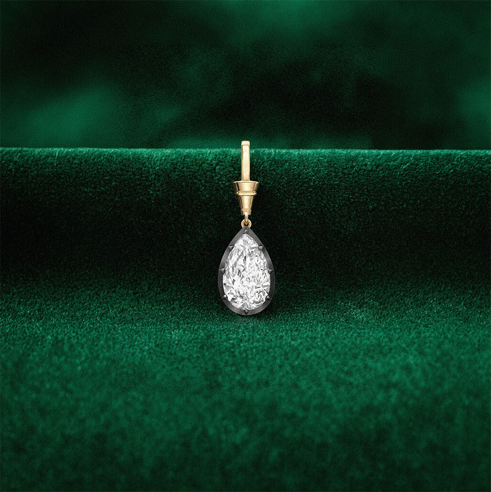 Pear Cut Lab Diamond Georgian Pendant Necklace
