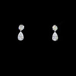 Pear cut and round brilliant cut diamond earrings handcrafted in 14k white gold 5 ct total