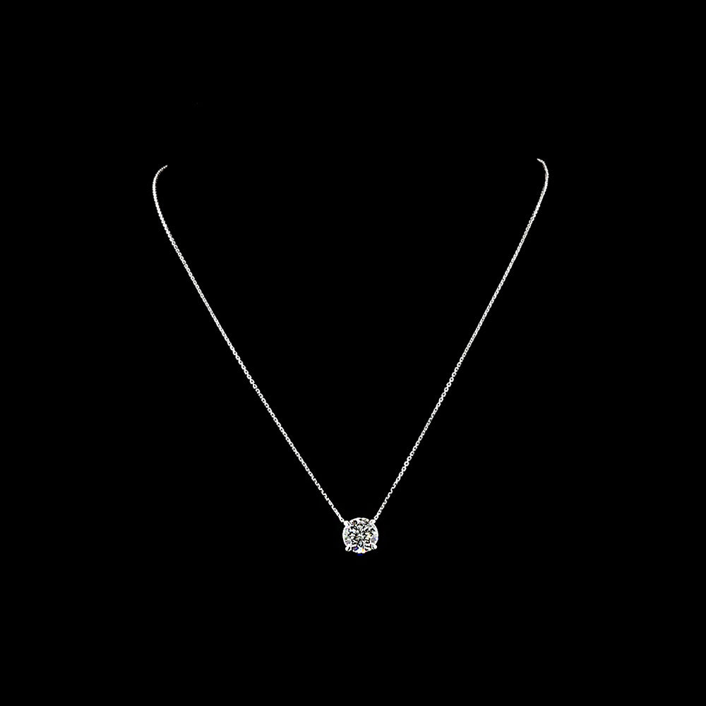 Round Lab Diamond Necklace on white gold chain