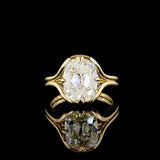 Elongated Old Mine Lab Diamond Split Shank Half Bezel  Ring