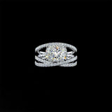 Criss Cross Pave Cushion Cut "One Piece" Diamond Ring
