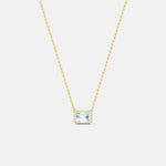lab diamond emerald bezel necklace