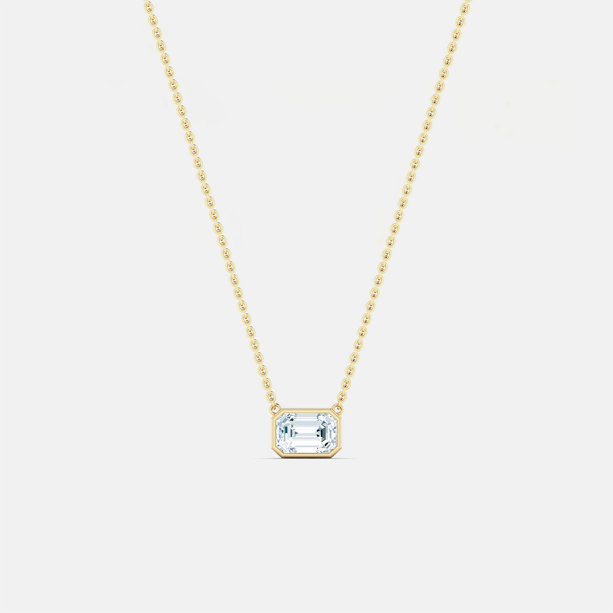 lab diamond emerald bezel necklace