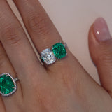 green emerald diamond toi et moi engagement ring 
