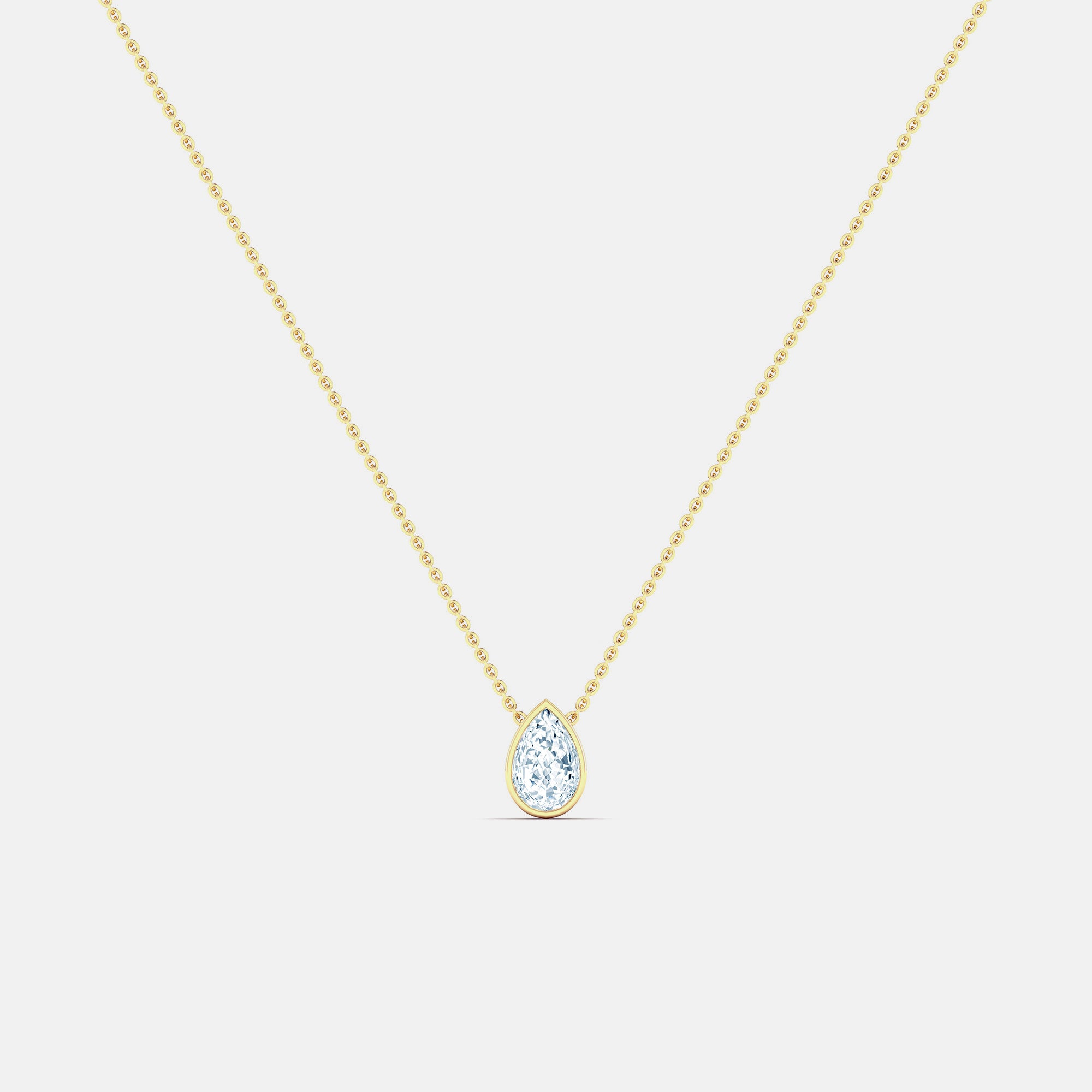 lab diamond pear bezel necklace
