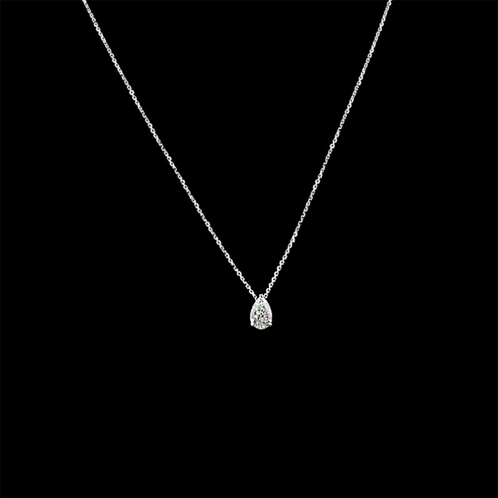 Floating Pear Diamond Slider Charm Necklace