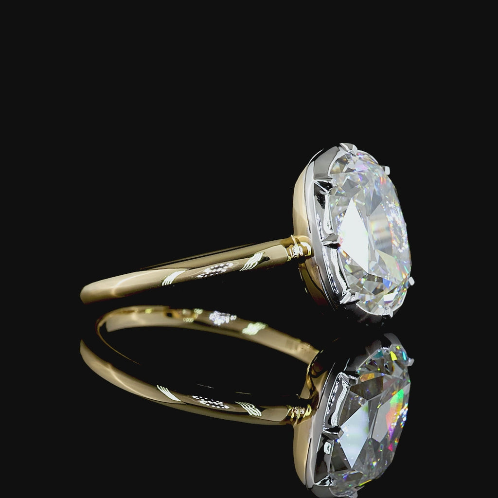 Lab Grown Elongated Antique Cushion Cut Button Back Engagement Ring