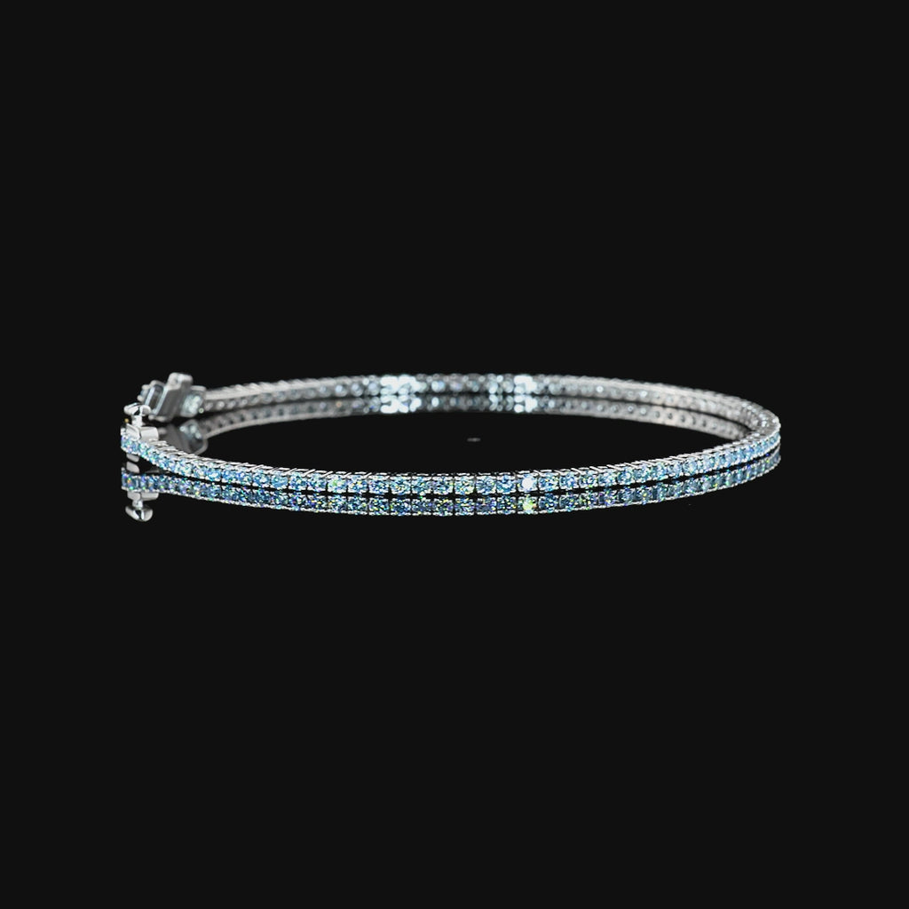 Lab Grown Blue Diamond Tennis Bracelet in 14k white gold