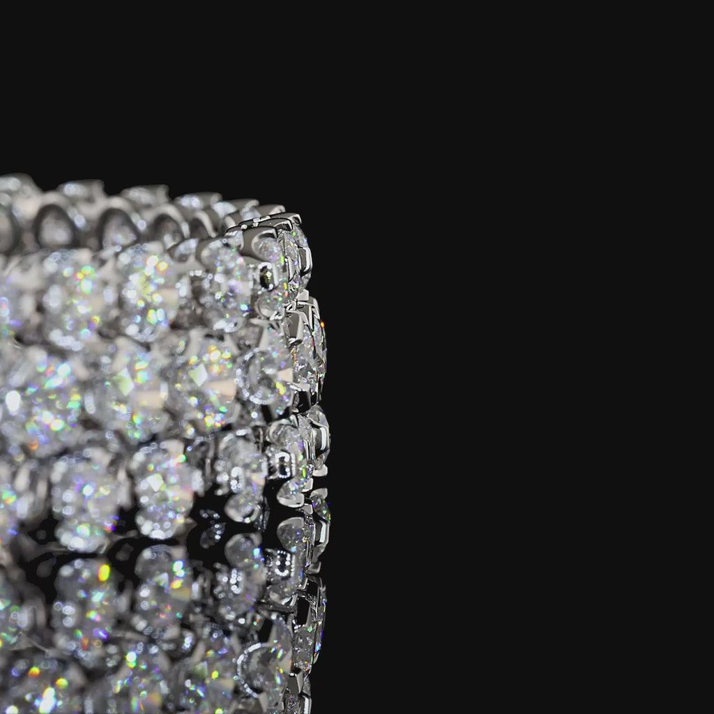 3 Row Cluster Diamond Tennis Bracelet