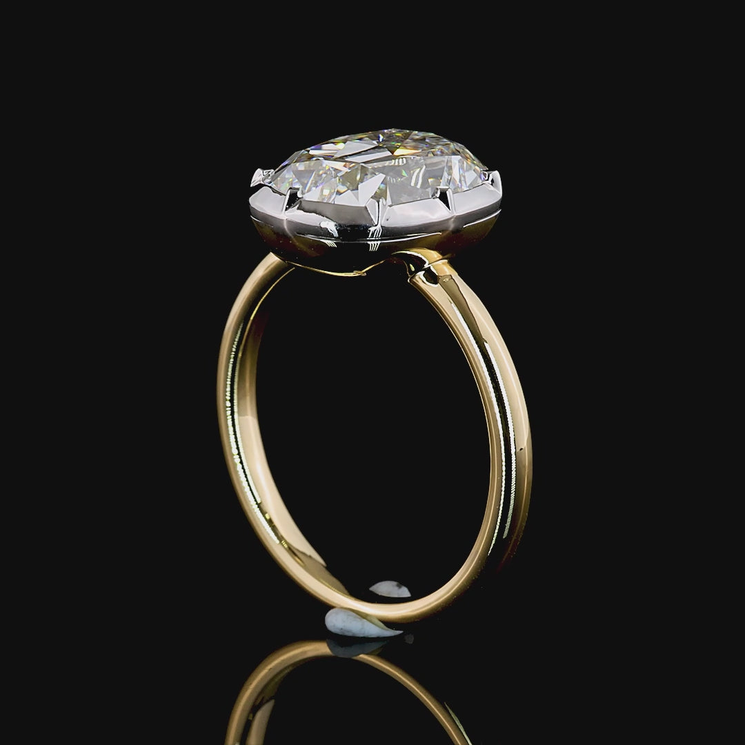 Lab Grown Elongated Antique Cushion Cut Button Back Engagement Ring
