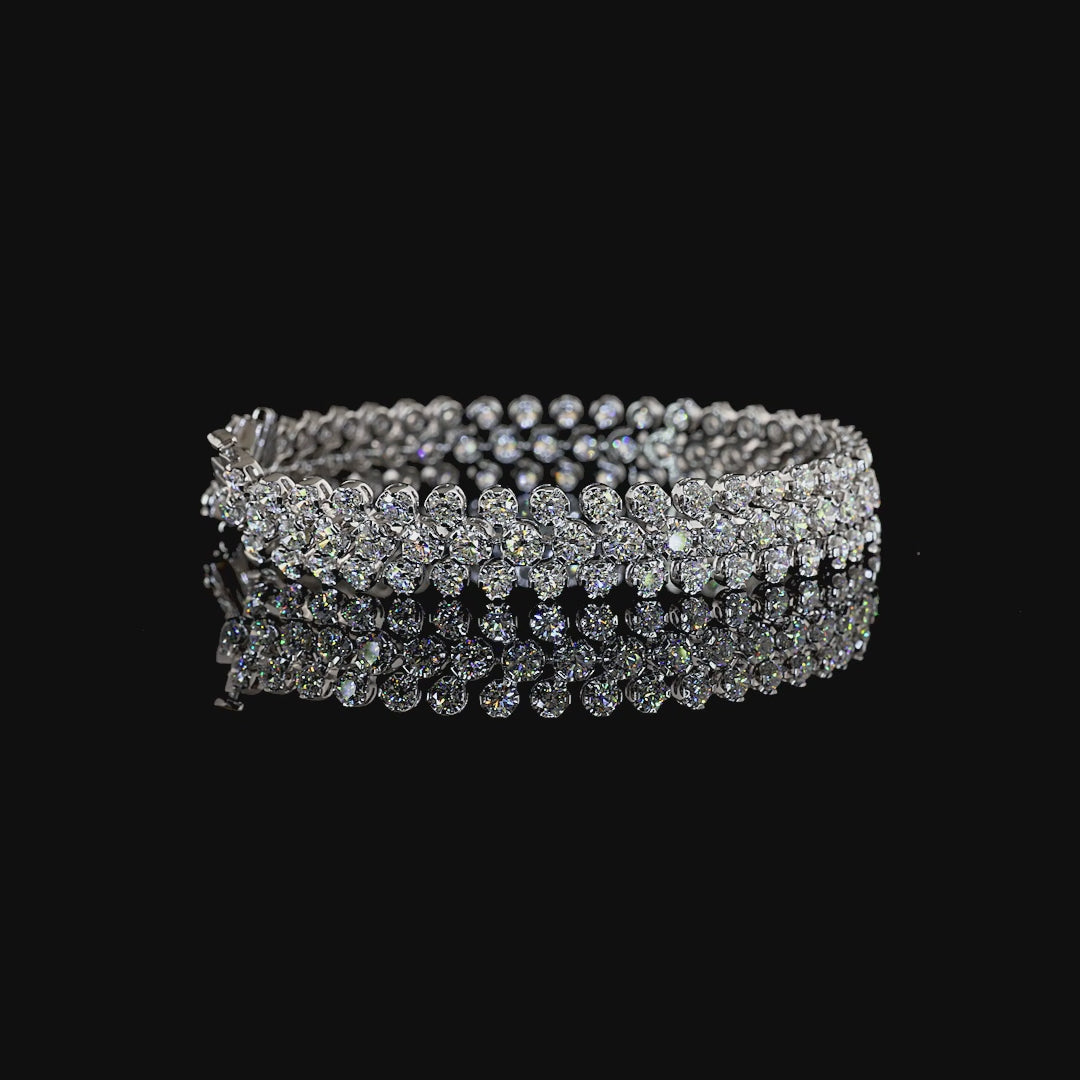 3 Row Cluster Diamond Tennis Bracelet