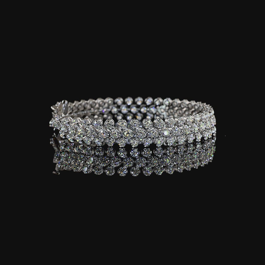 3 Row Cluster Diamond Tennis Bracelet