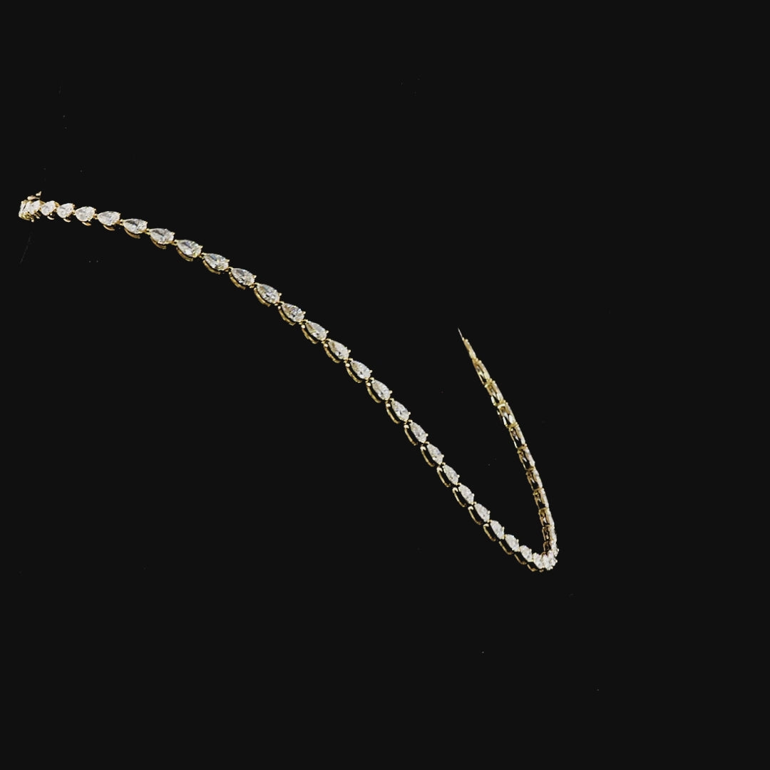 Lab Grown Pear Diamond Tennis Necklace in 14k yellow gold