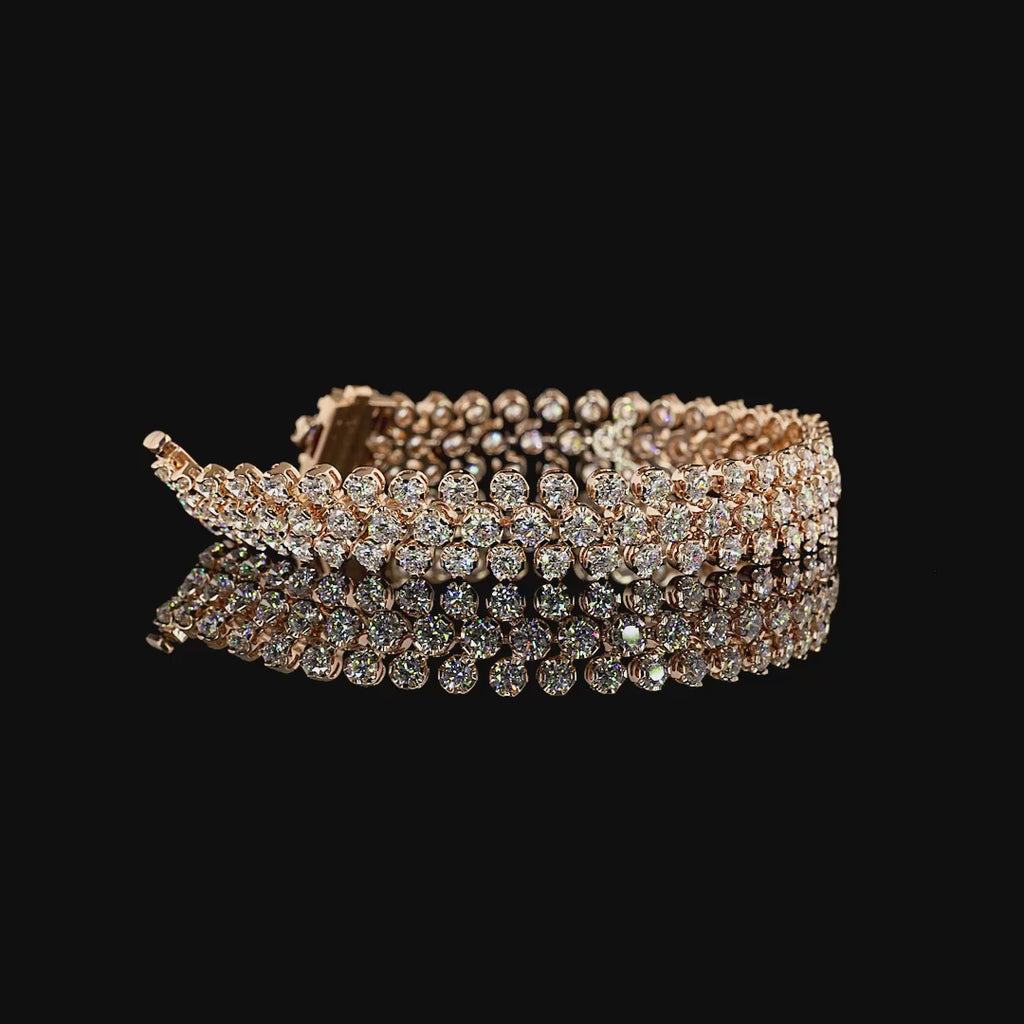 3 Row Cluster Diamond Tennis Bracelet 