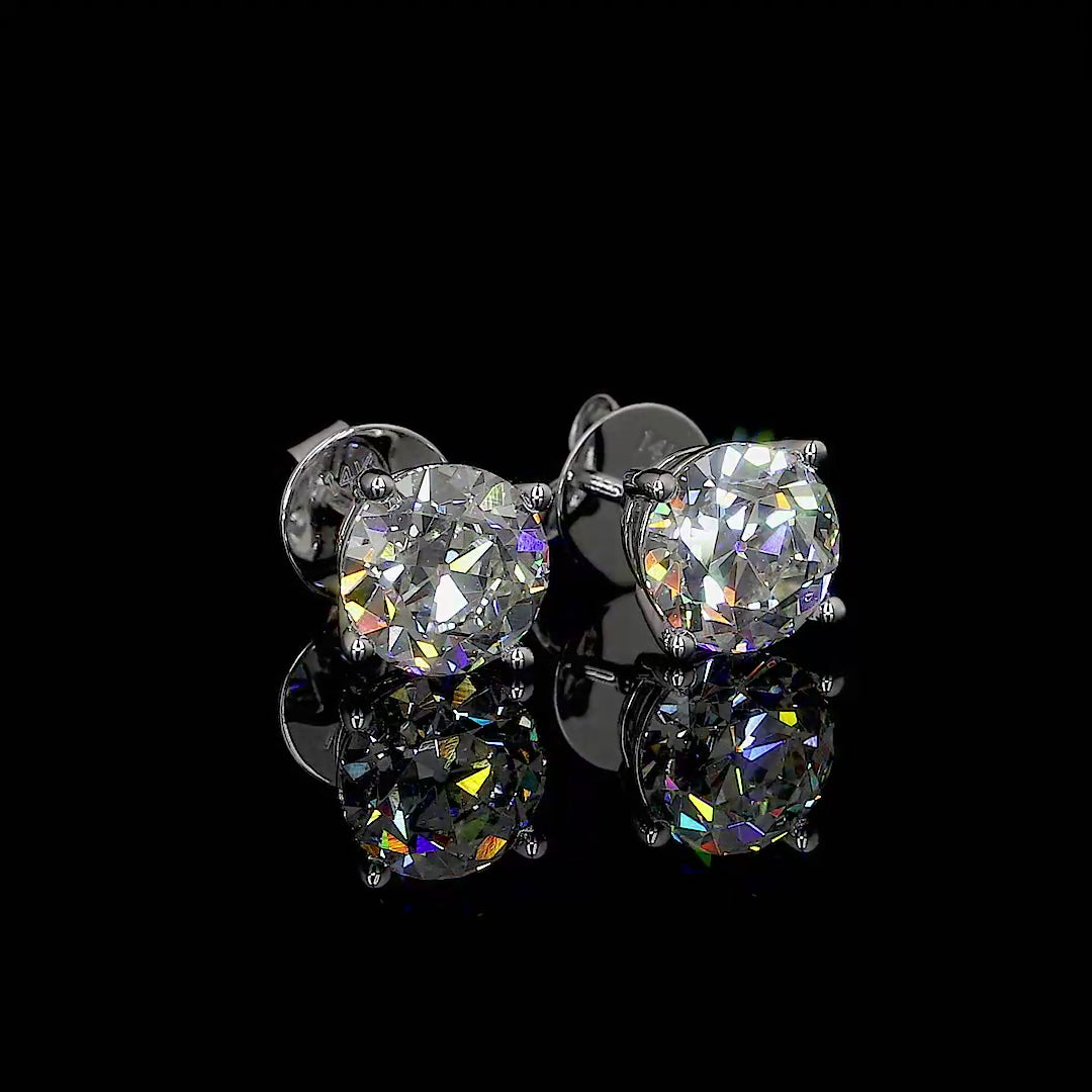 Lab Grown Old European Cut Diamond Stud Earrings