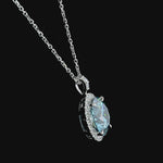 Lab Grown Blue Diamond Pendant Necklace with halo